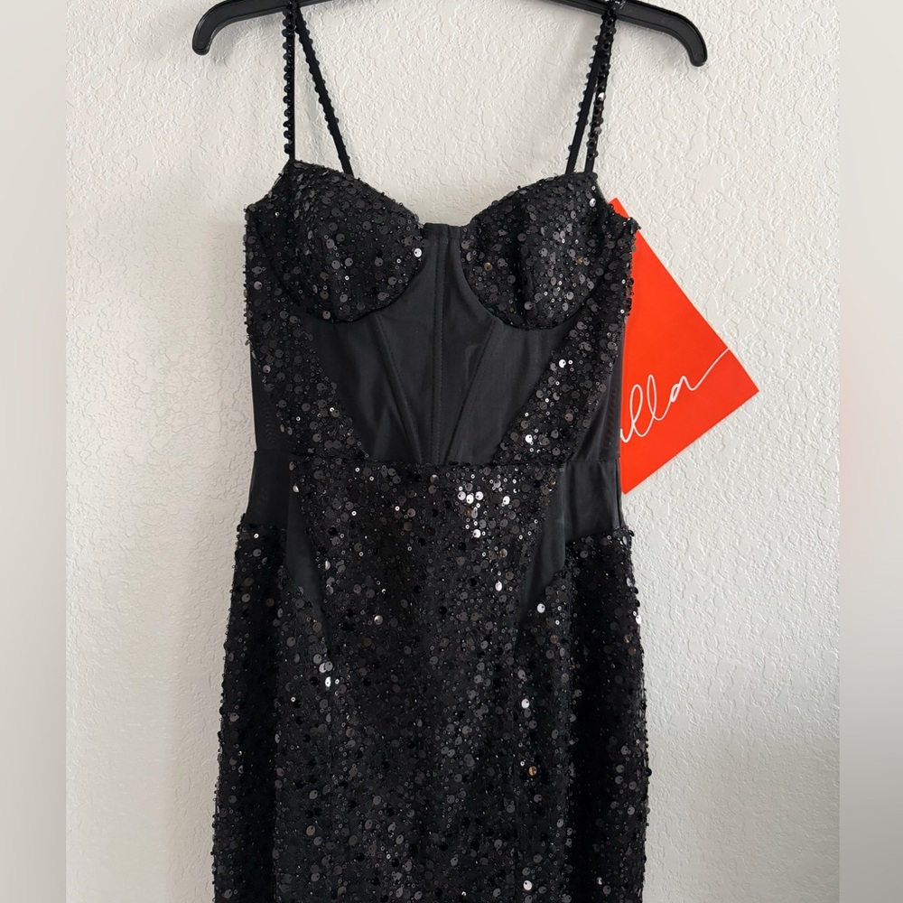 NWT Milla Bizzare Fully Sequined Tie-Straps Maxi Dress - Picture 11 of 14